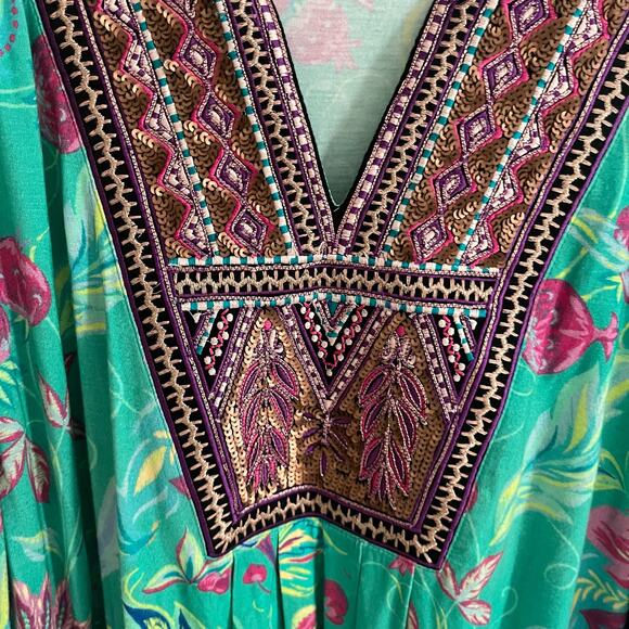 Soft Surroundings Tunic Womens Large Floral Sequin Embellished Embroidery - Picture 7 of 11